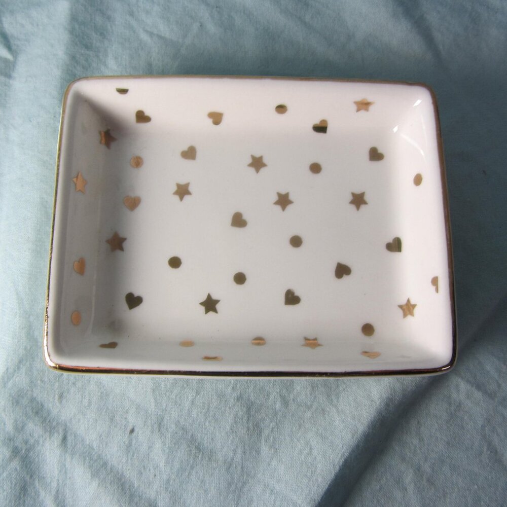 3 for $24 - talbots heart star trinket dish stoneware discontinued (w2695)